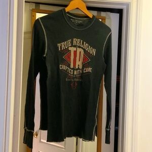 True Religion Stretchy Fitted Waffle Long Sleeve Shirt (M)